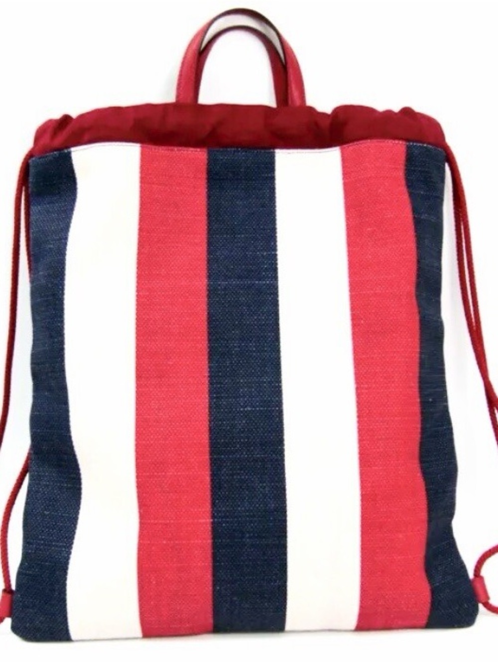 NWOT Gucci Red, White & Blue Striped Canvas Drawstring Tote/Backback - Picture 4 of 8